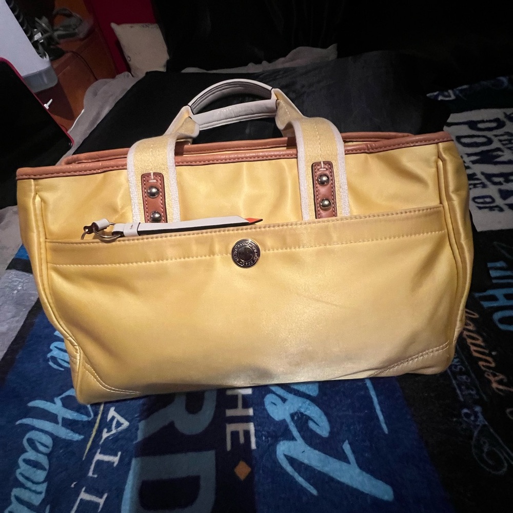 Coach Yellow and Tan Tote Bag